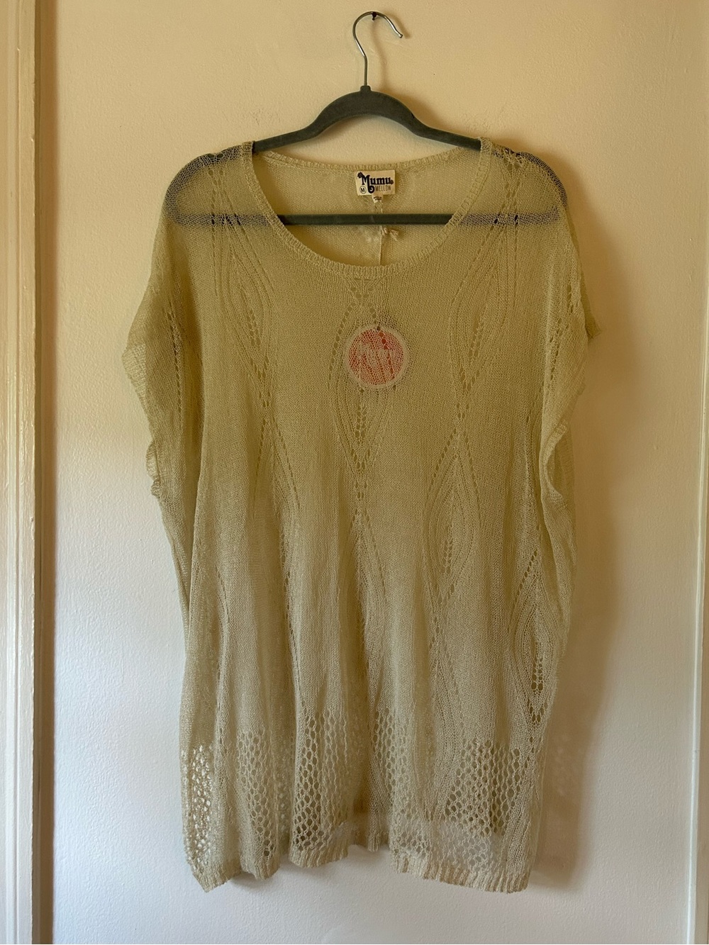 NWT Show Me Your Mumu Sand Beige Crochet Sweater Cover Up Medium